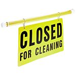 POLE SIGN, "CLOSED" DOORWAY FLUORESCENT GREEN/YELLOW