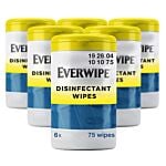 DISINFECTANT WIPES EVERWIPE LEMON FRESH 7X7IN 75/TUB